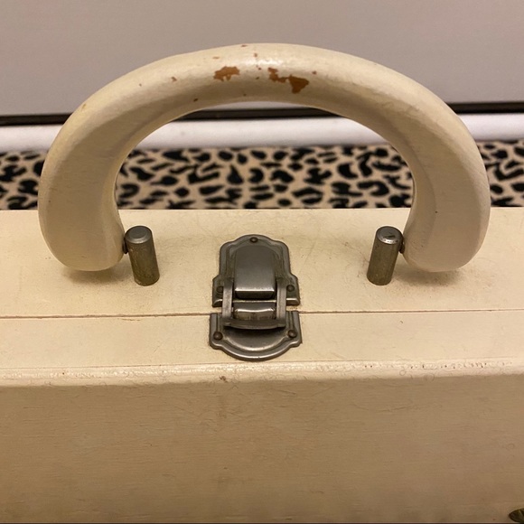 VTG 50s • Portable Handheld Wooden Box Bag - Picture 6 of 14